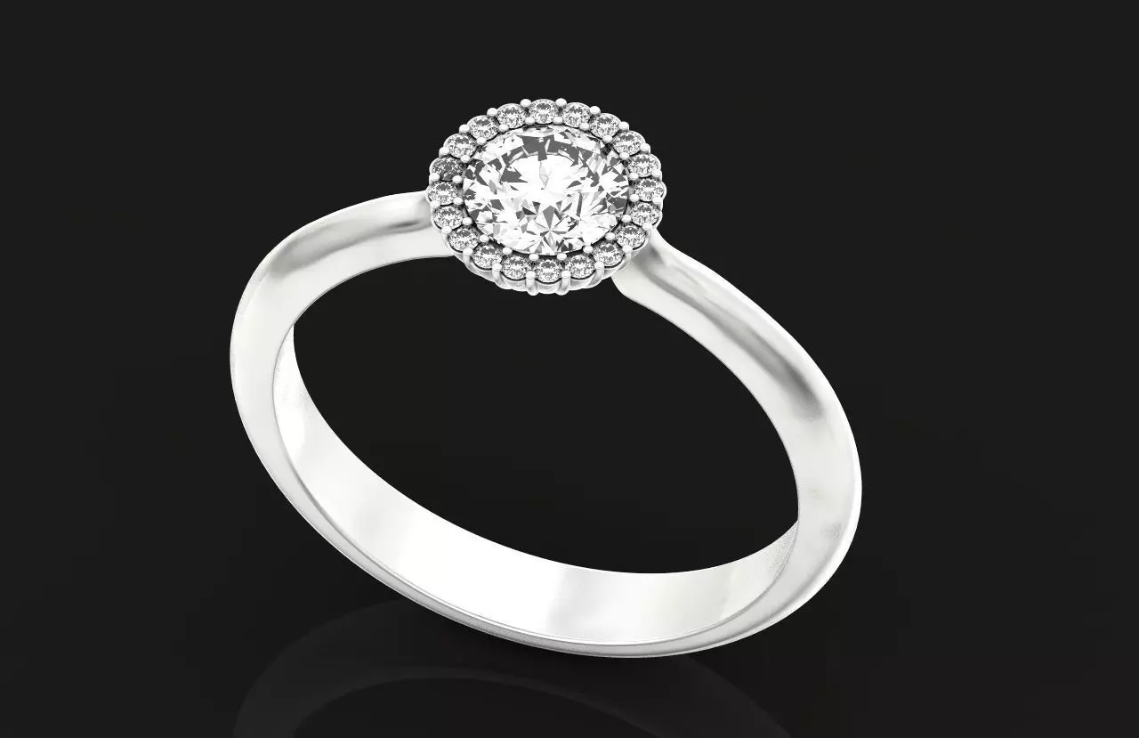 Engagement ring halo corrugated Cannele Petit 3D print model