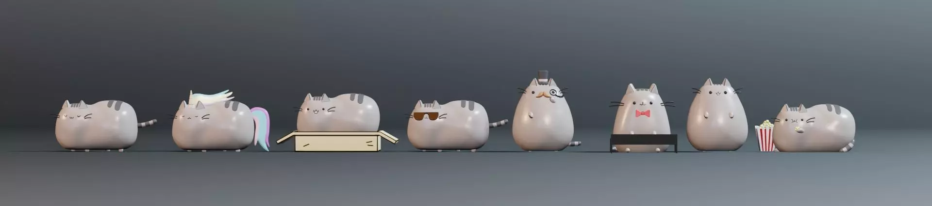 Pusheen Pack - Cat 3D print model