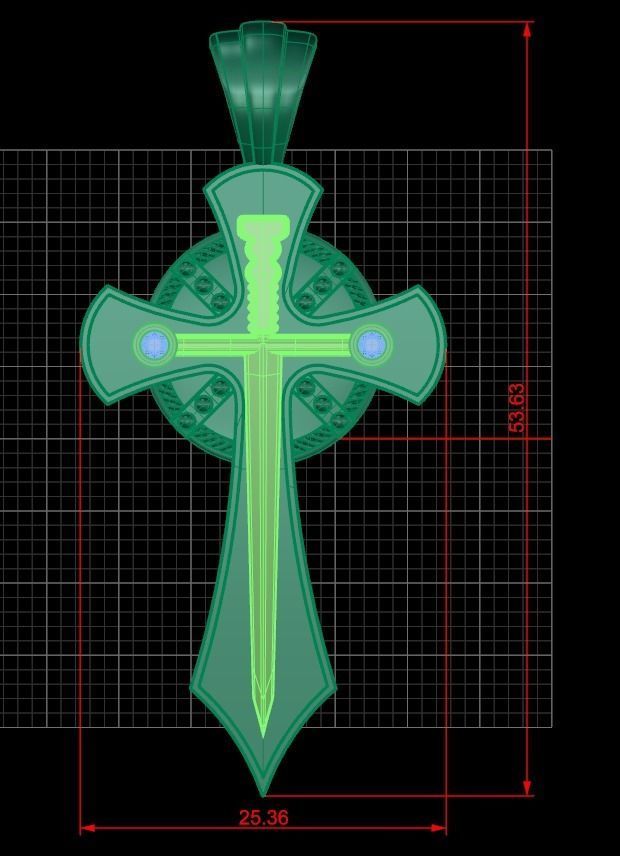 Pendant cross lk2 3D print model_2