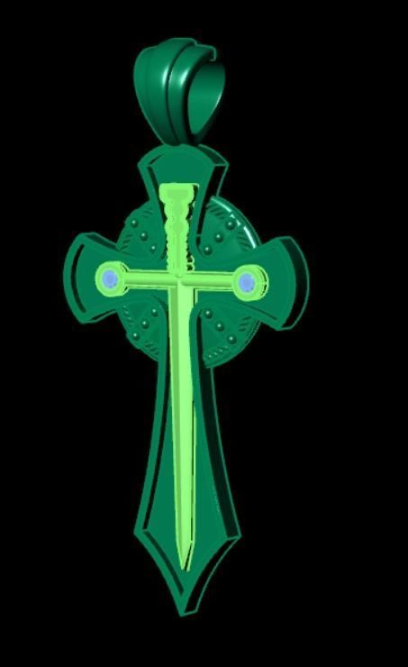 Pendant cross lk2 3D print model_8