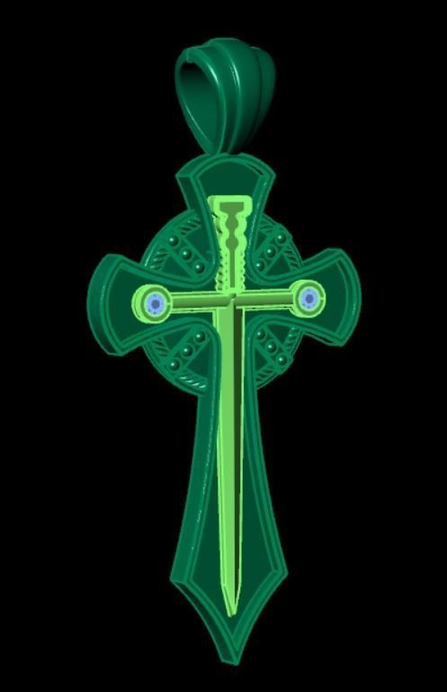 Pendant cross lk2 3D print model_11