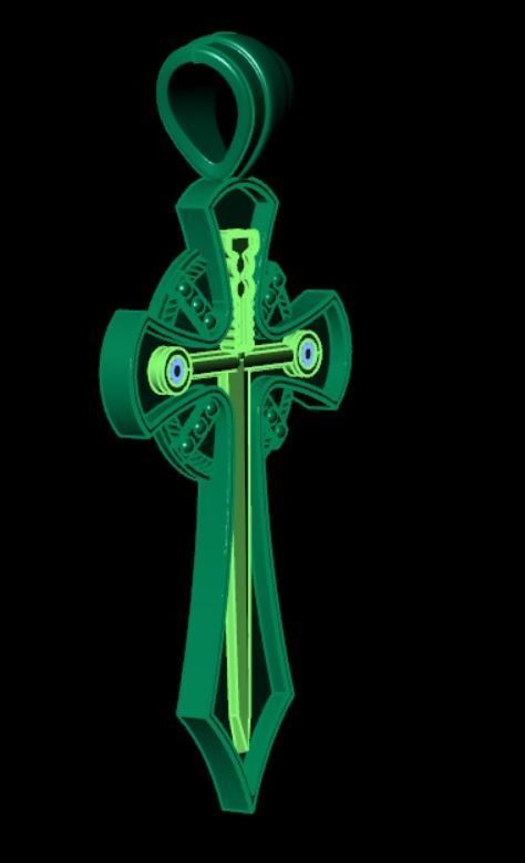 Pendant cross lk2 3D print model_7