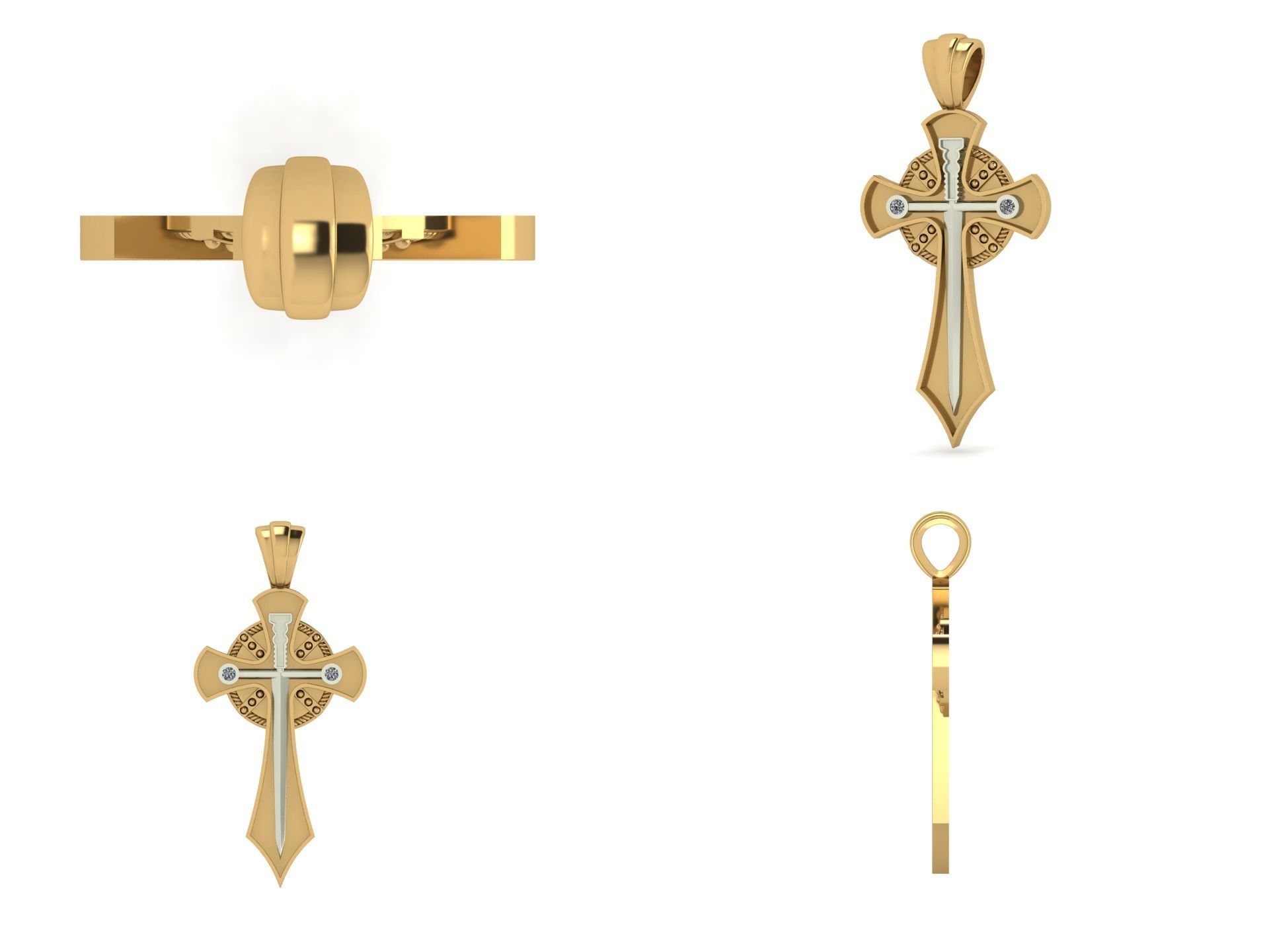 Pendant cross lk2 3D print model_3