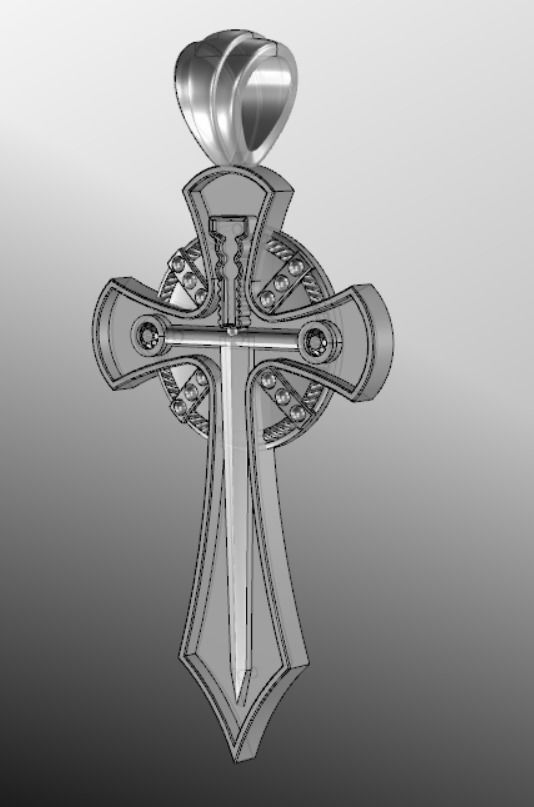 Pendant cross lk2 3D print model_12