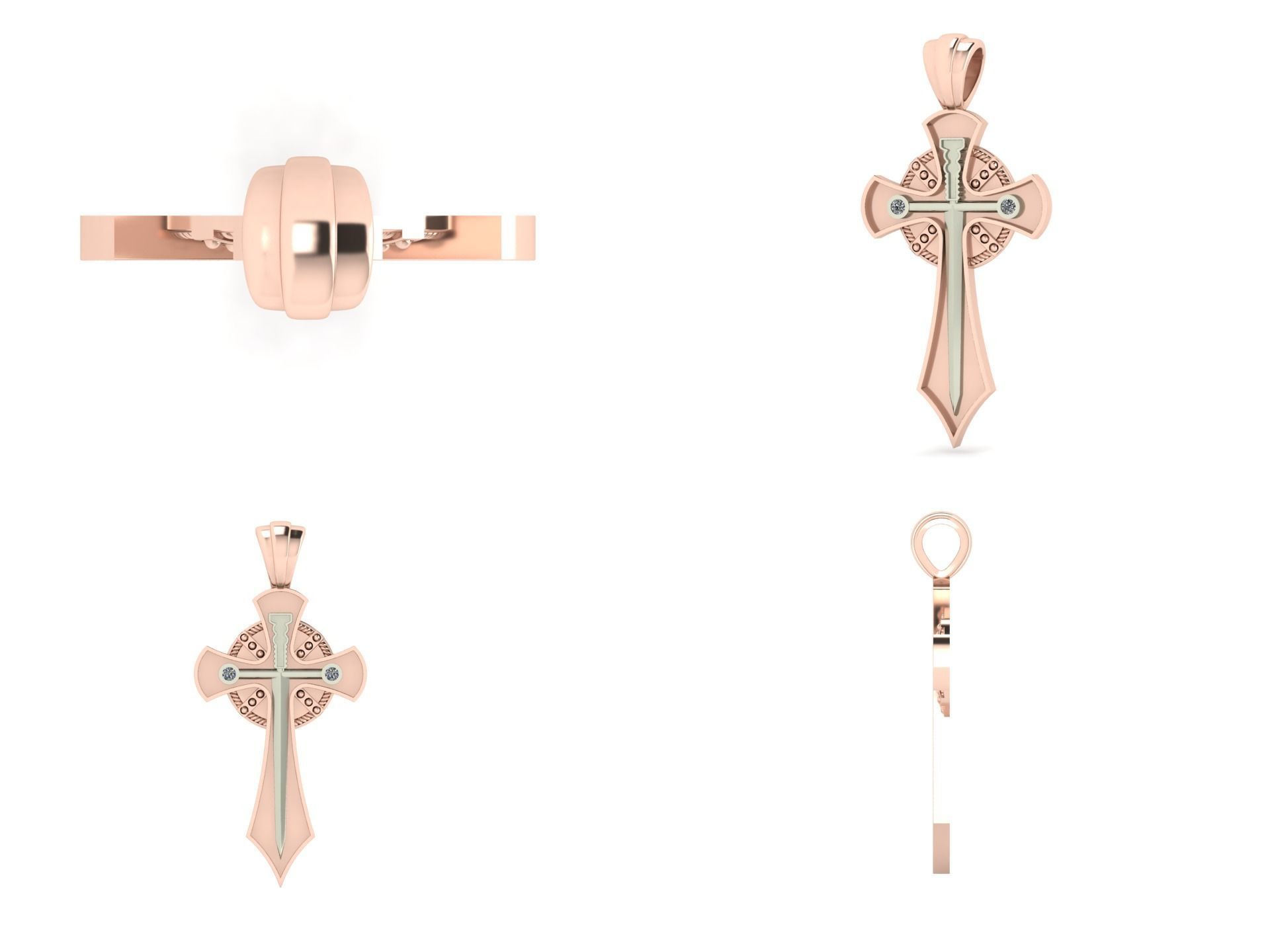 Pendant cross lk2 3D print model_4