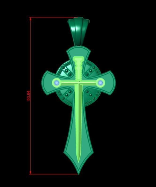 Pendant cross lk2 3D print model_9