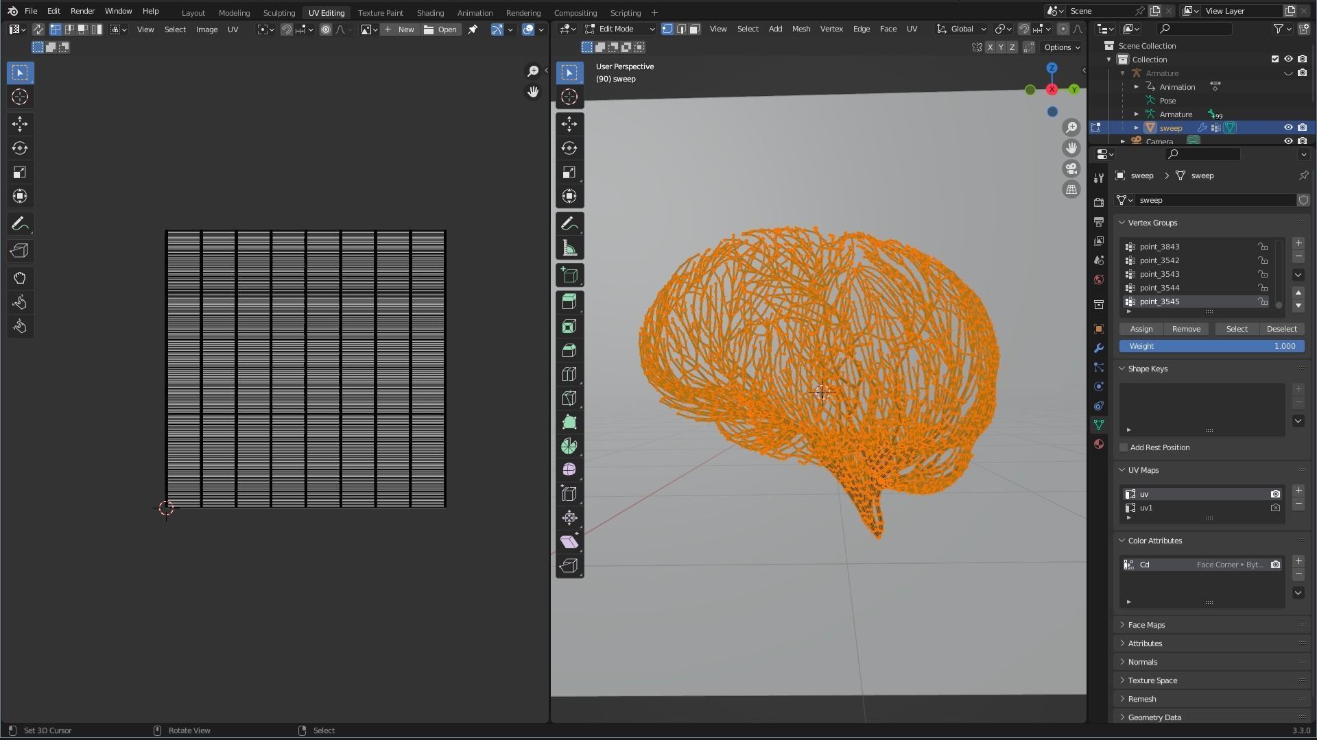 Human brain made out of lines Unrolling growing animation 3D model_9