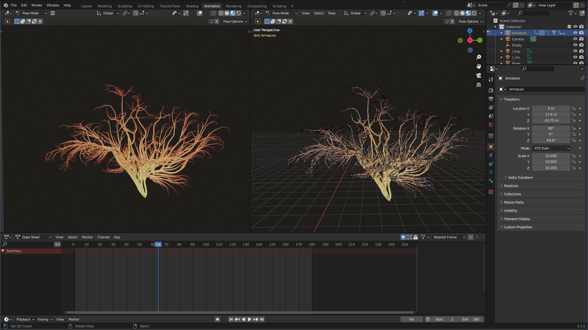 Human brain made out of lines Unrolling growing animation 3D model_8