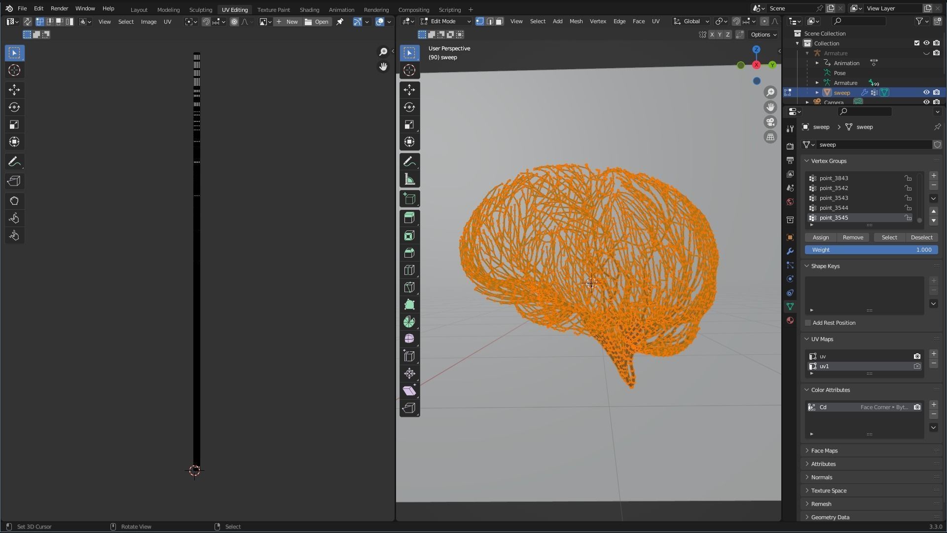 Human brain made out of lines Unrolling growing animation 3D model_10