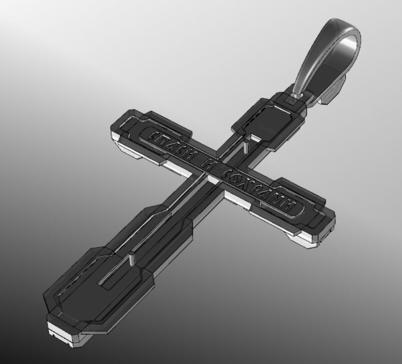 Pendant cross akr1 3D print model_17