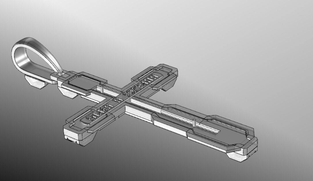 Pendant cross akr1 3D print model_16