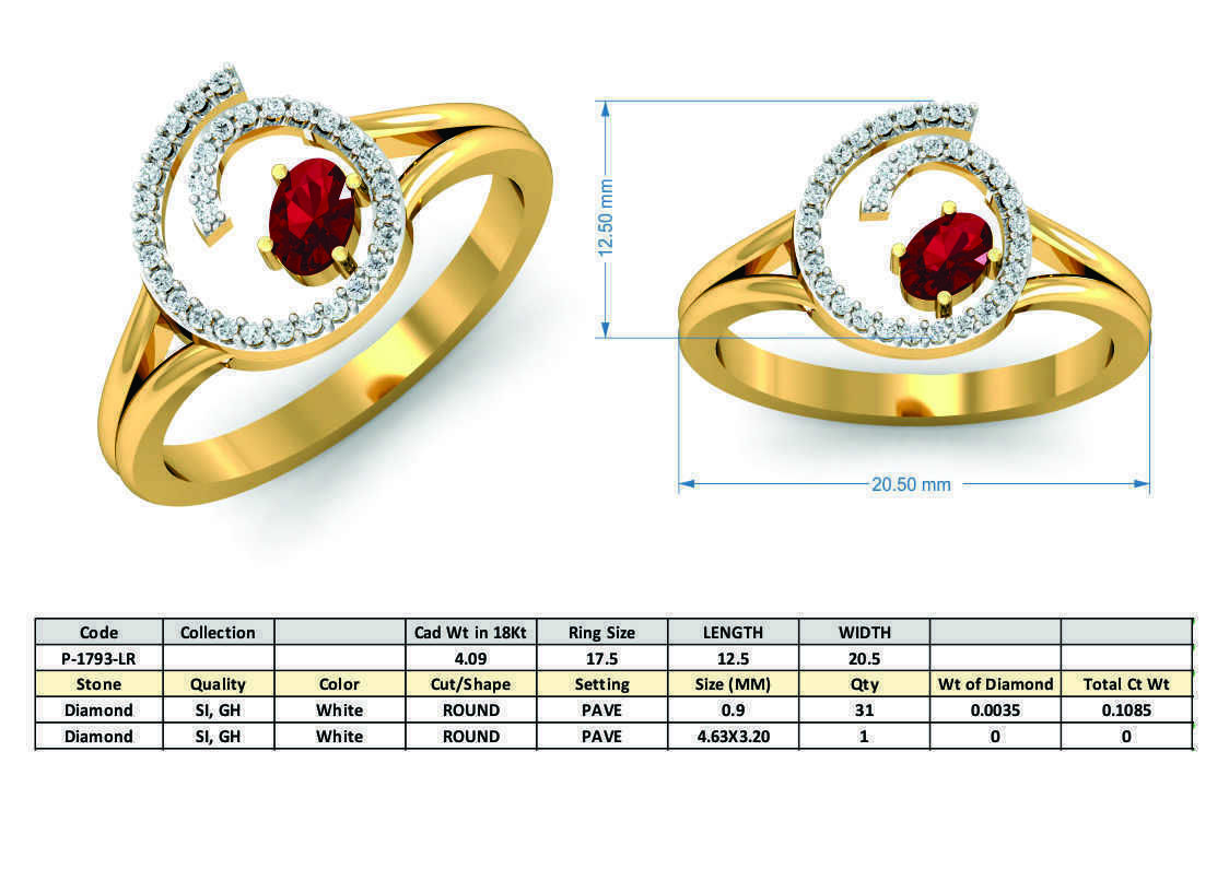 Women ring earrings pendant 3dm stl render detail 3D print model_11