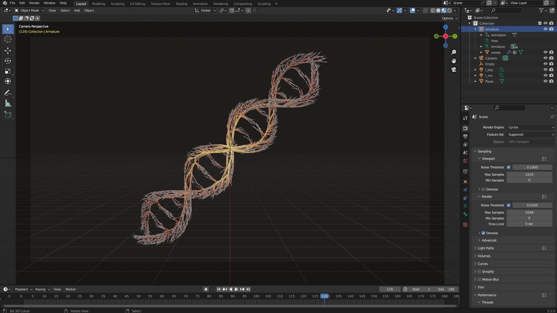 Human DNA made out of lines Unrolling growing animation 3D model_6