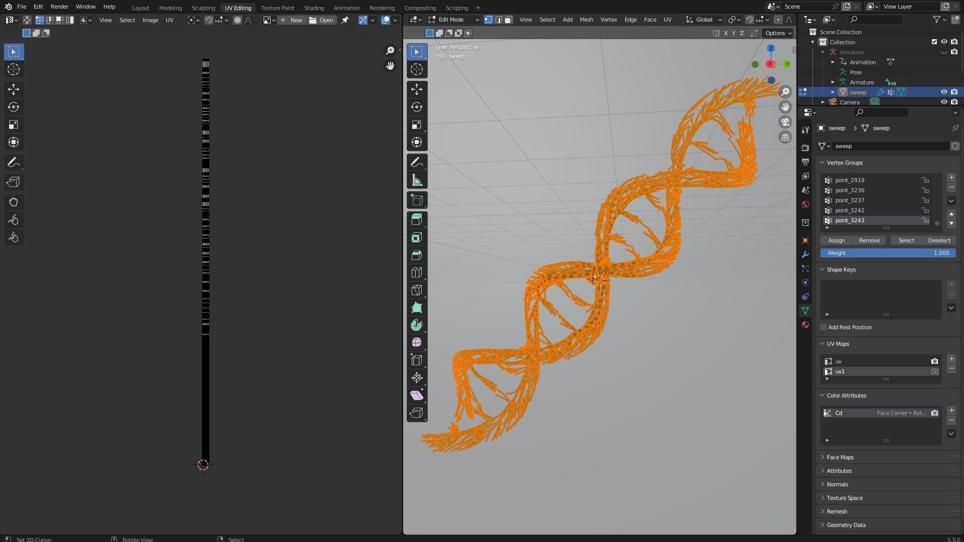 Human DNA made out of lines Unrolling growing animation 3D model_10