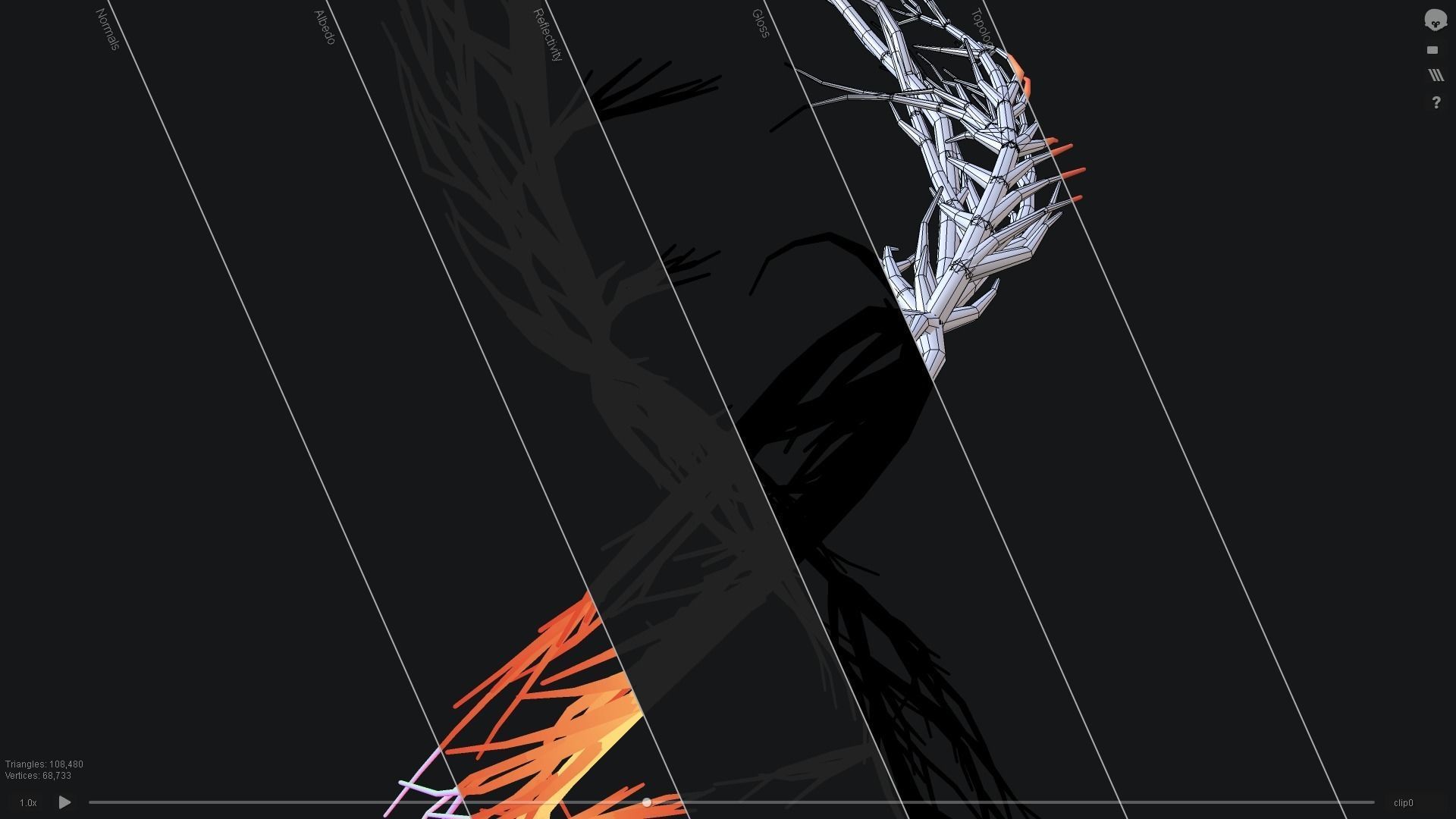 Human DNA made out of lines Unrolling growing animation 3D model_5