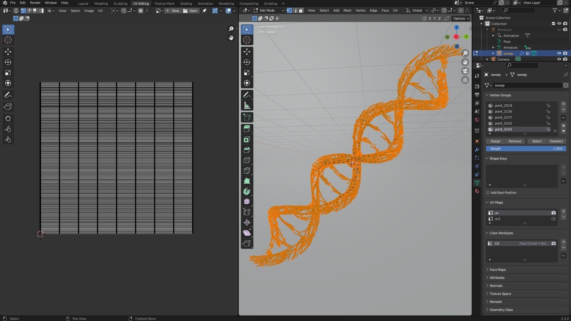 Human DNA made out of lines Unrolling growing animation 3D model_9