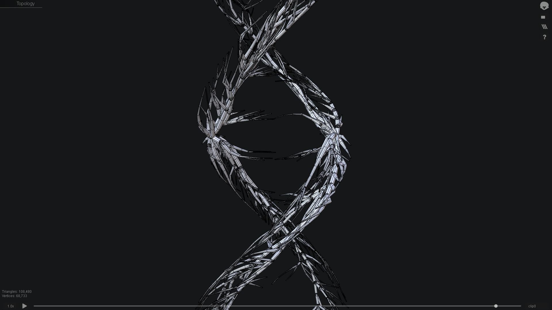 Human DNA made out of lines Unrolling growing animation 3D model_4