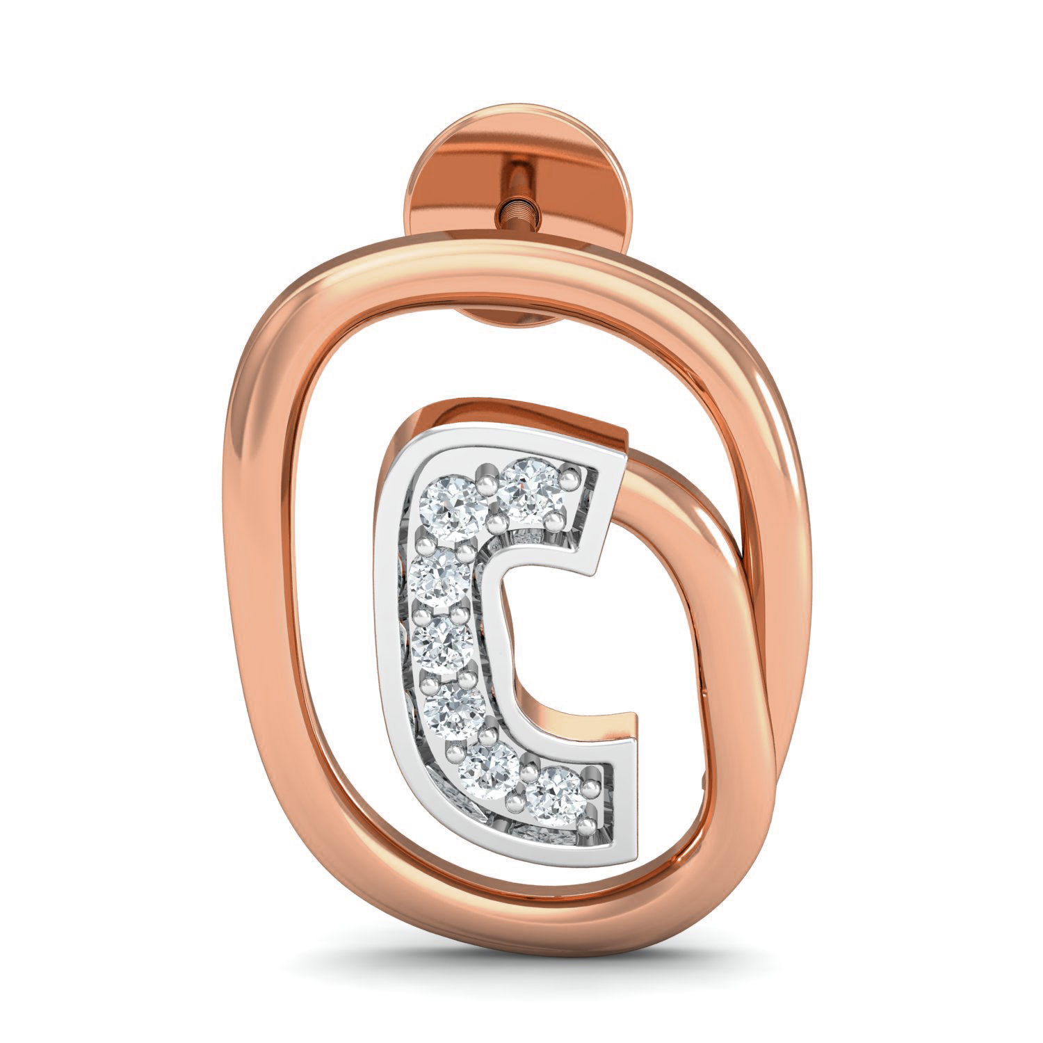 Champion C ring earrings pendant 3dm stl render 3D print model_6