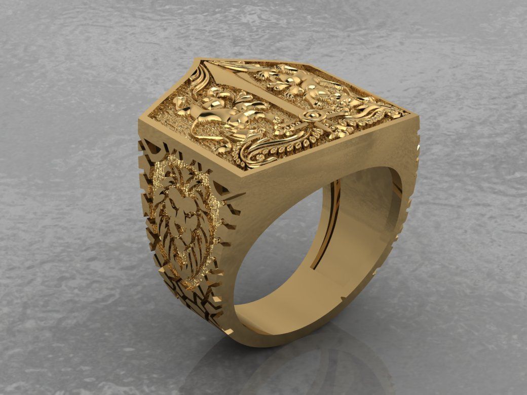 Ring Lion and Sword 3D print model_6