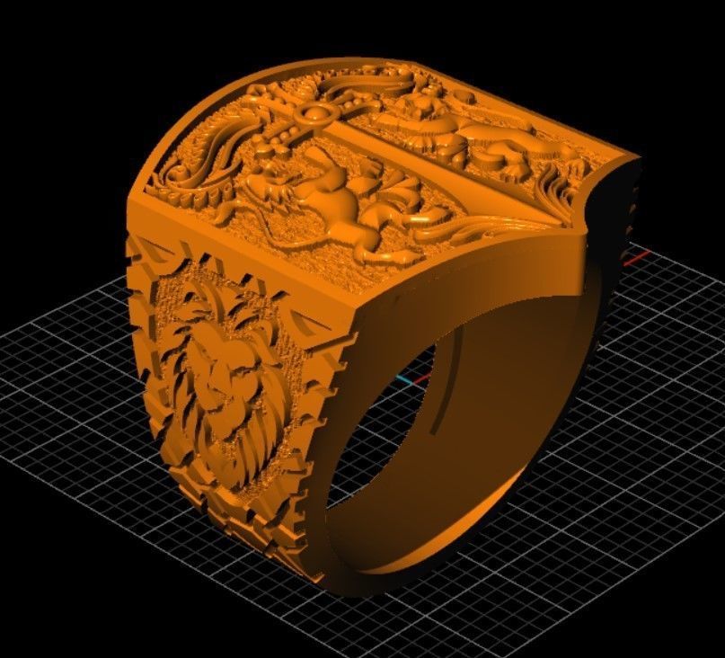 Ring Lion and Sword 3D print model_12