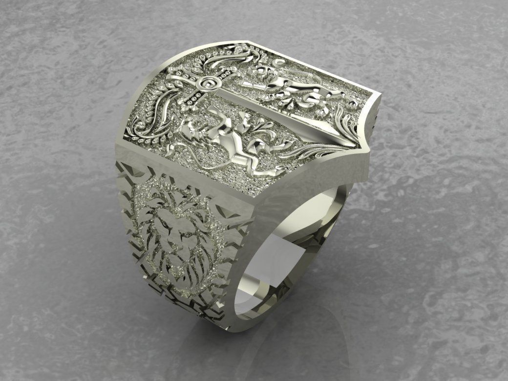 Ring Lion and Sword 3D print model_2