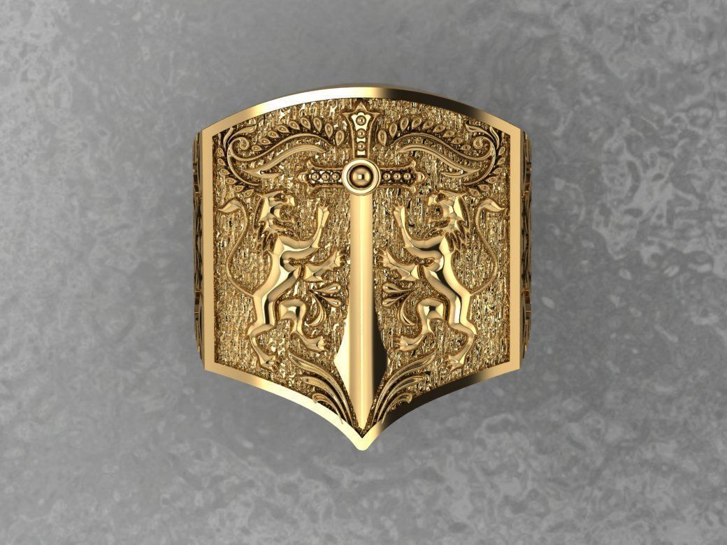 Ring Lion and Sword 3D print model_4