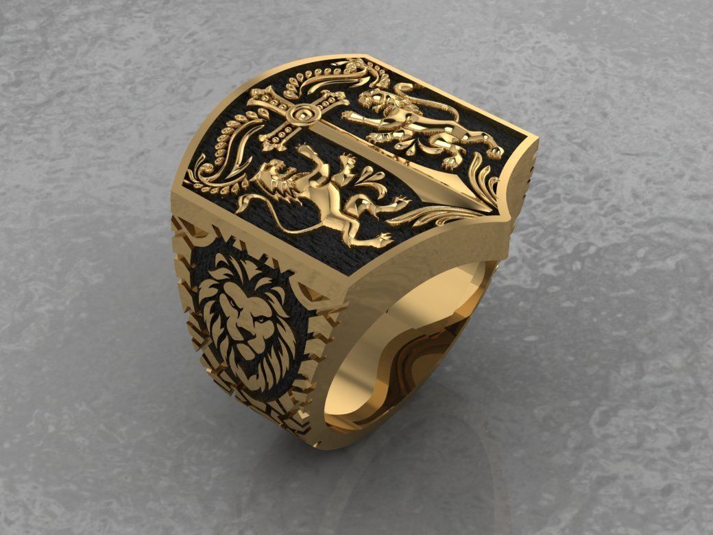 Ring Lion and Sword 3D print model_1