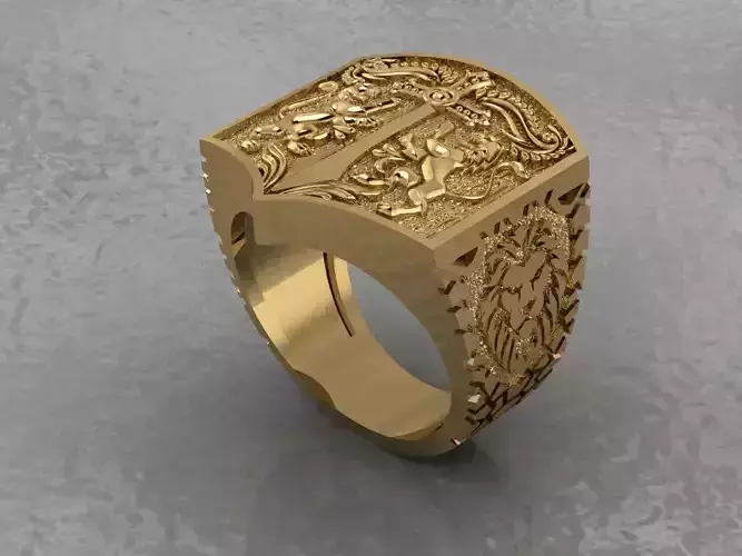 Ring Lion and Sword 3D print model