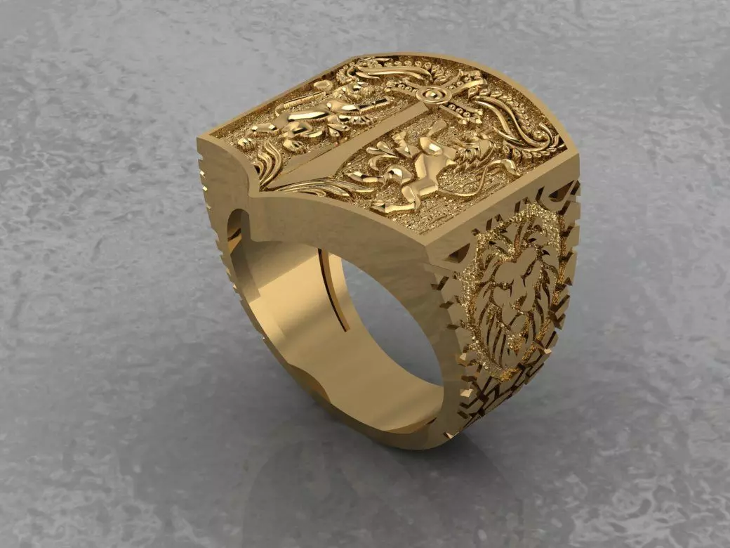 Ring Lion and Sword 3D print model_0