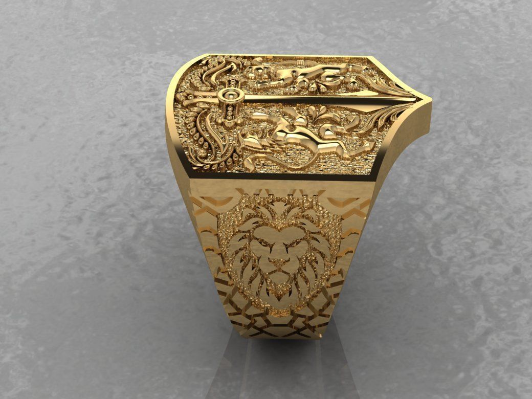 Ring Lion and Sword 3D print model_3