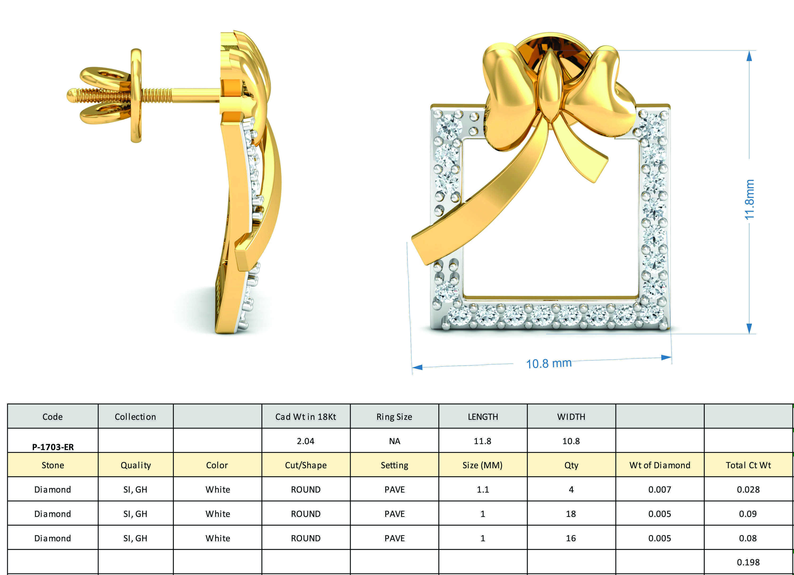 Women bow tie ring earrings pendant 3dm stl render detail 3D print model_8