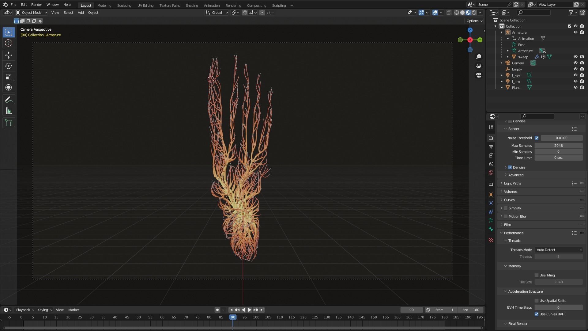 Human feet made out of lines Unrolling growing animation 3D model_6