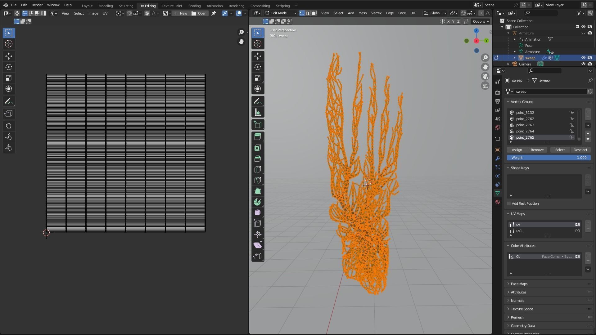 Human feet made out of lines Unrolling growing animation 3D model_9