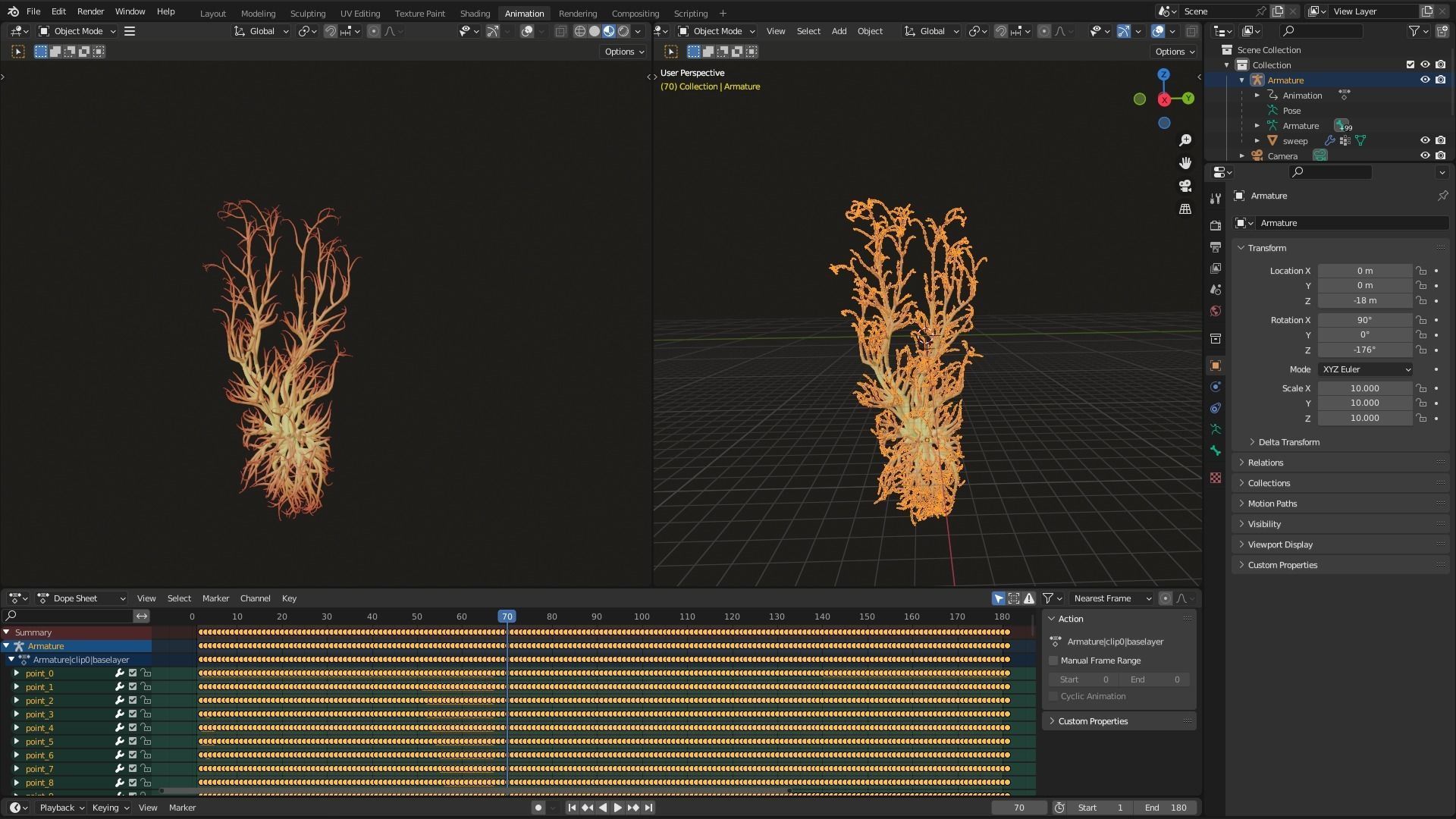 Human feet made out of lines Unrolling growing animation 3D model_8