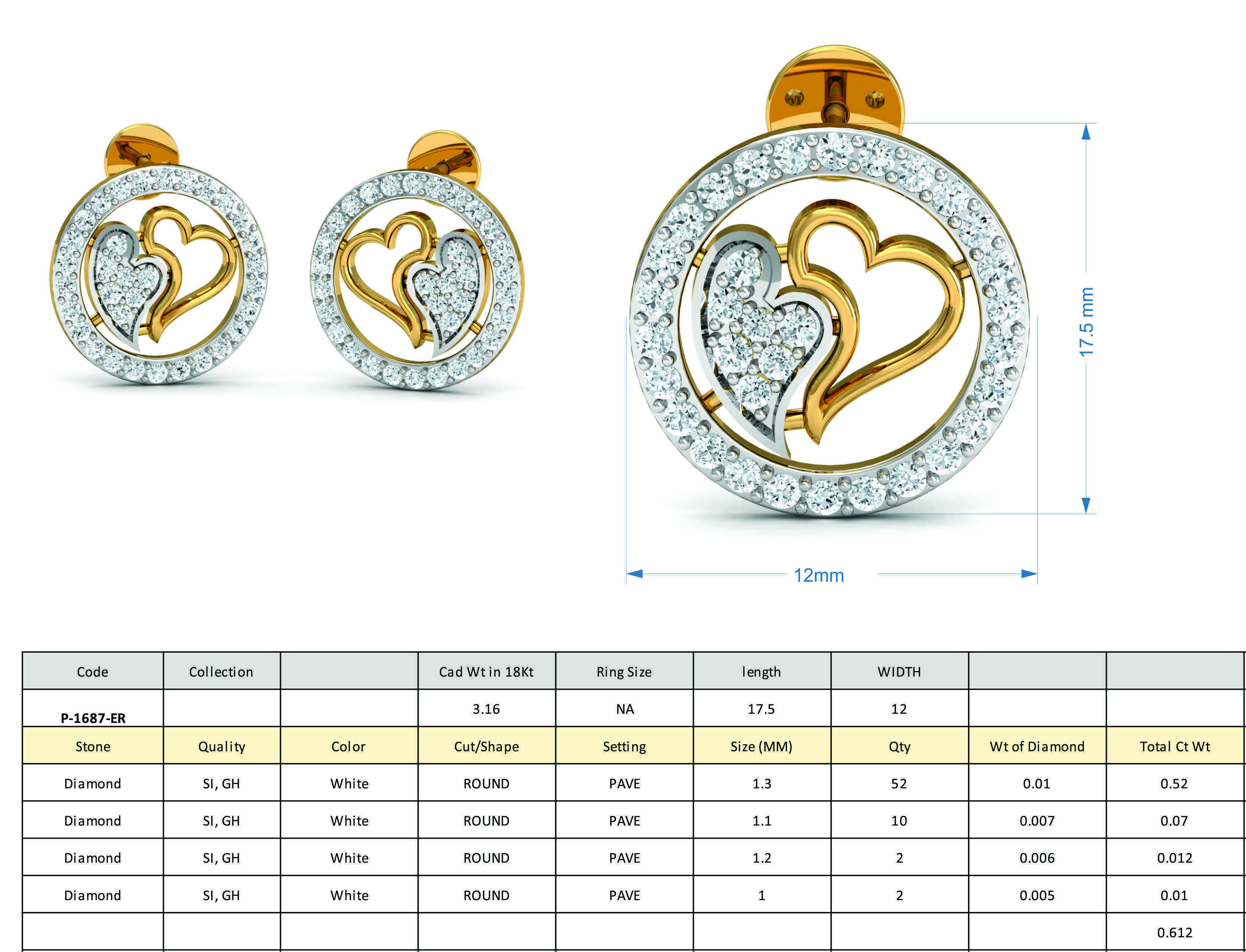 Women ring earrings pendant 3dm stl render detail 3D print model_8
