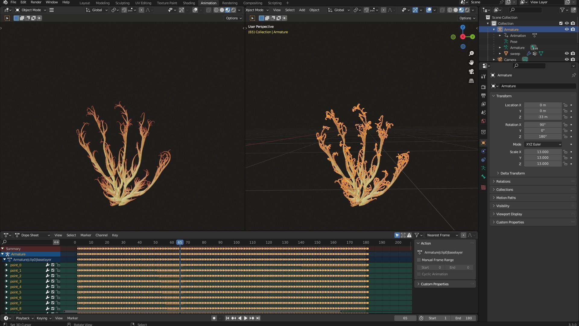 Human hand made out of lines Unrolling growing animation 3D model_8
