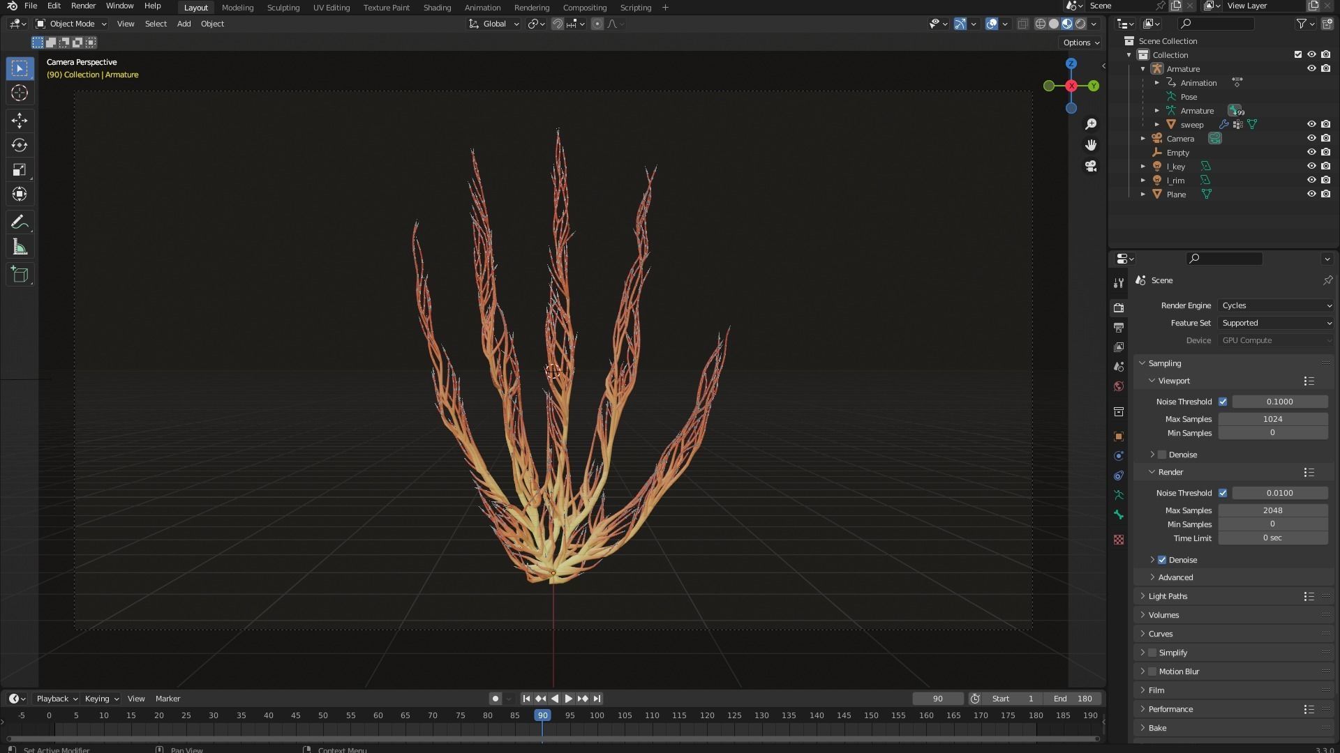 Human hand made out of lines Unrolling growing animation 3D model_6