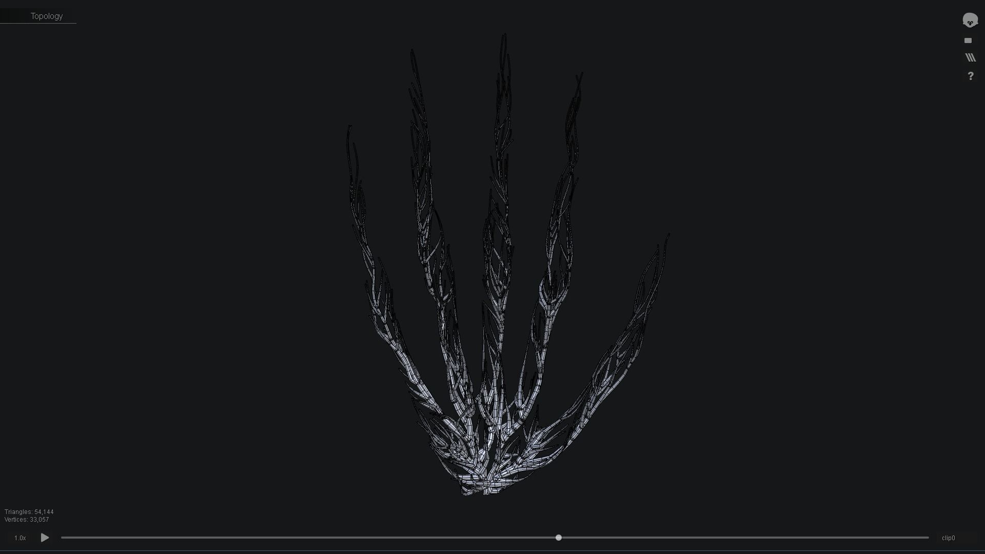 Human hand made out of lines Unrolling growing animation 3D model_4