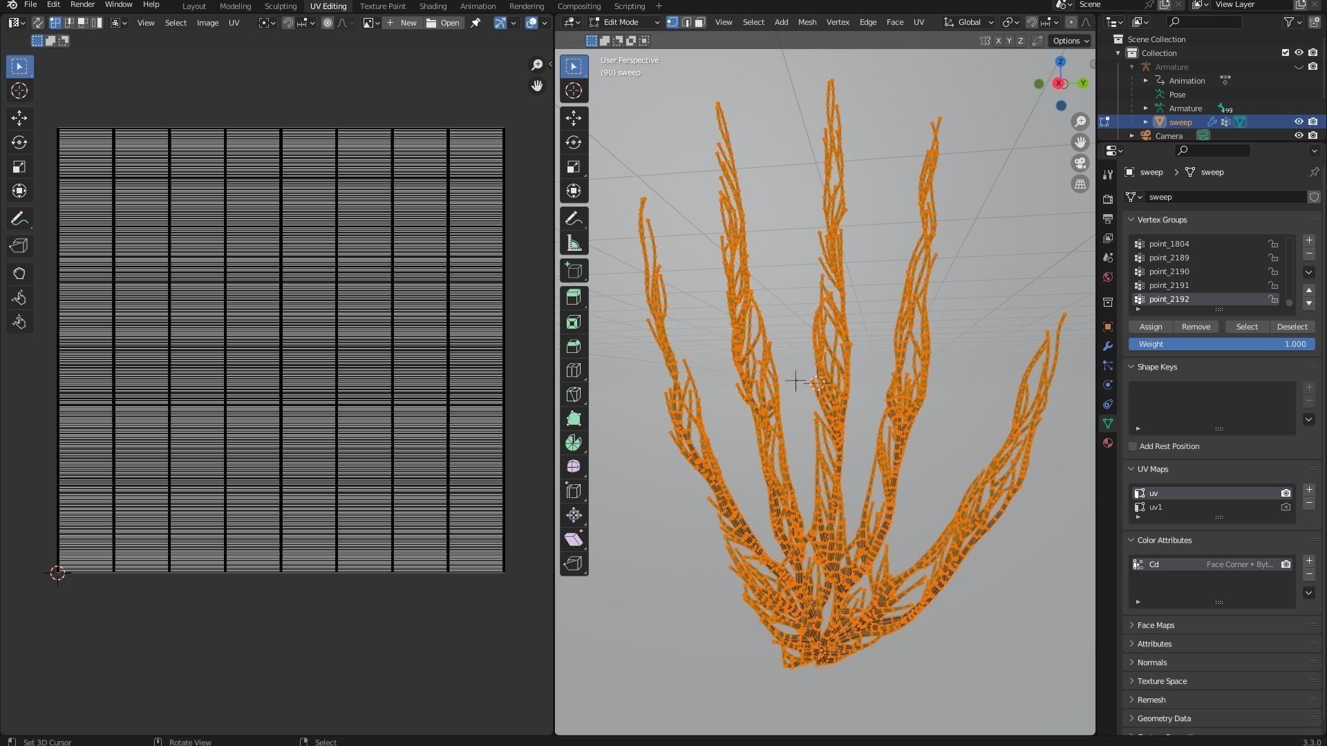 Human hand made out of lines Unrolling growing animation 3D model_9