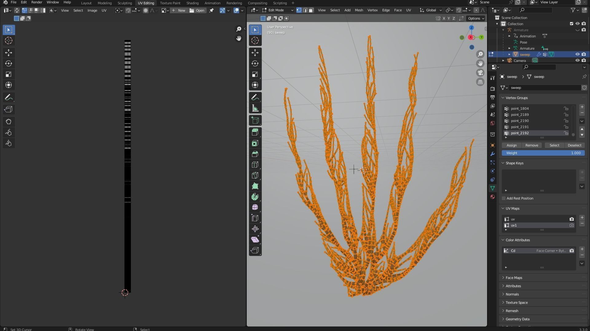 Human hand made out of lines Unrolling growing animation 3D model_10