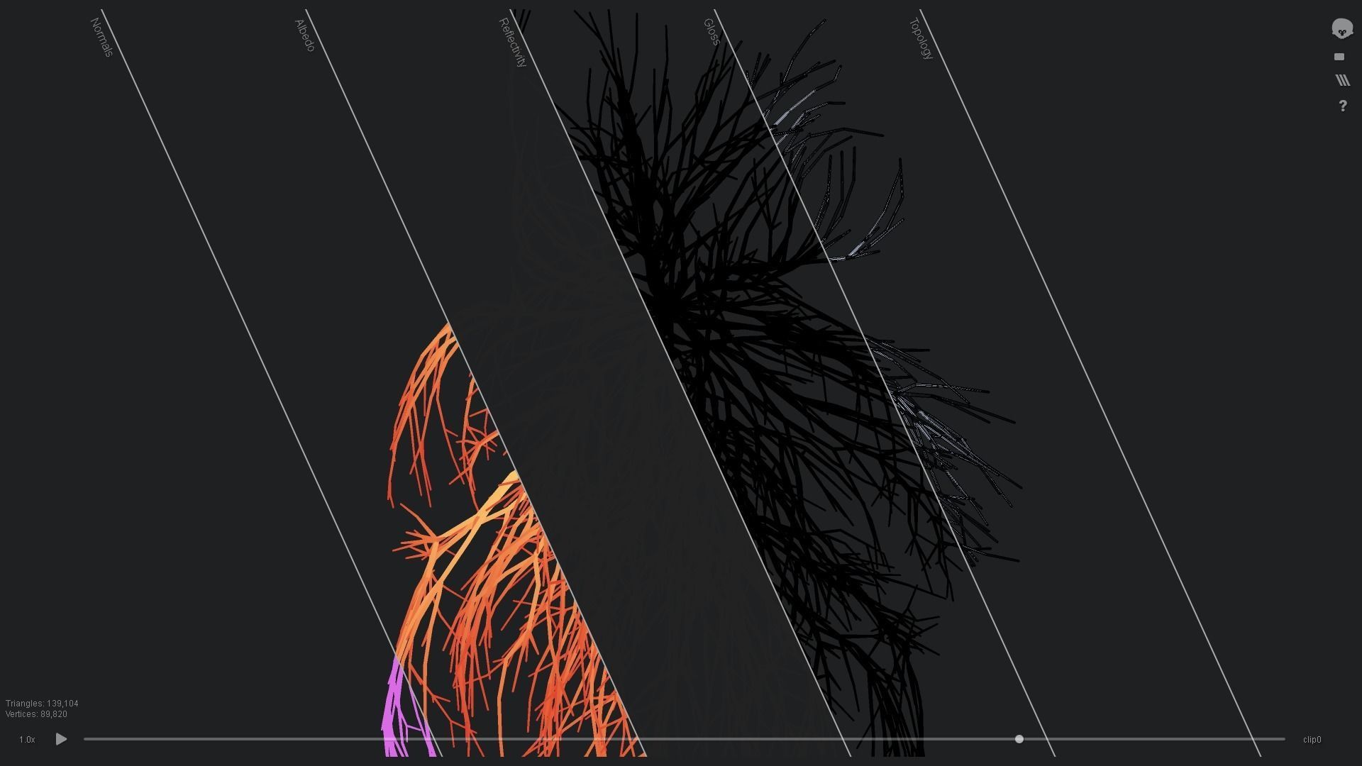 Human heart made out of lines Unrolling growing animation 3D model_5