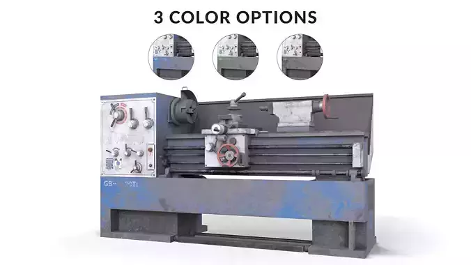 Turning lathe machine old Low-poly 3D model