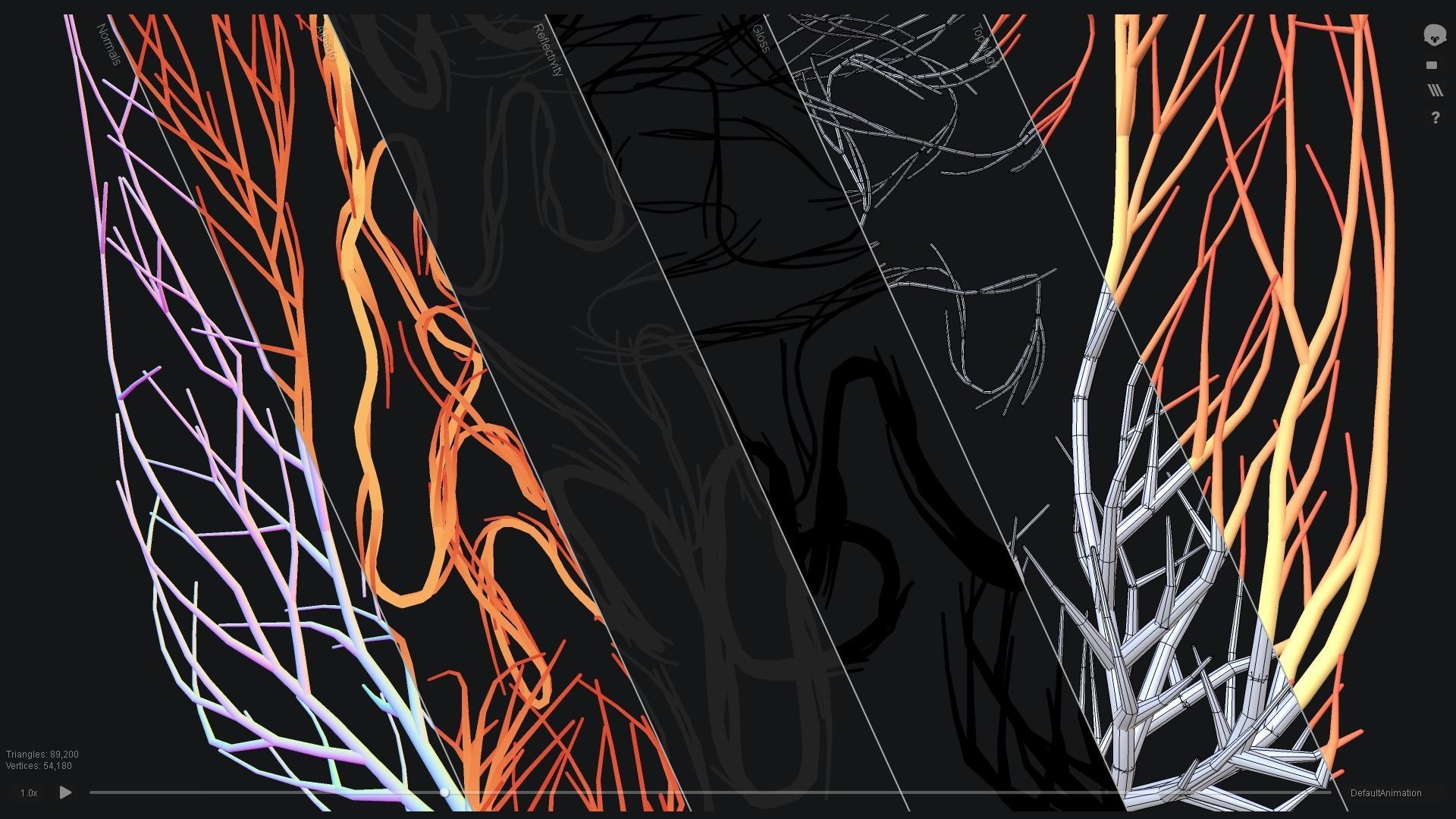 Human intestines made out of lines Unrolling growing animation 3D model_5