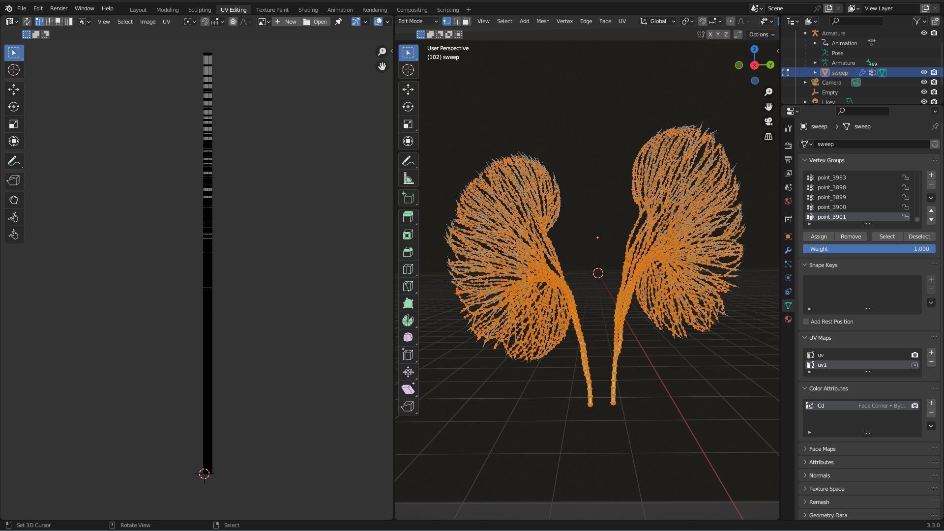 Human kidney made out of lines Unrolling growing animation 3D model_10