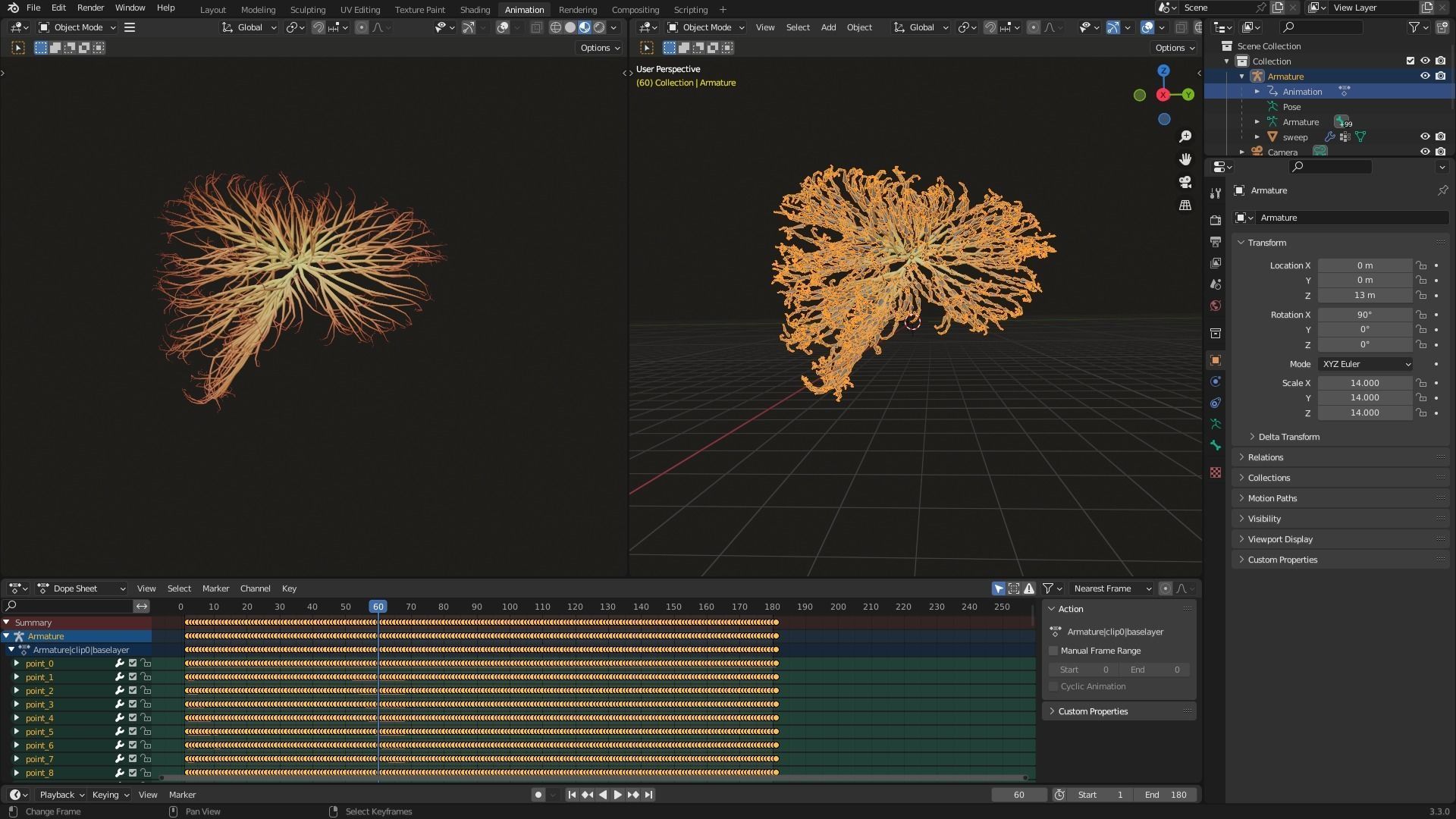 Human liver made out of lines Unrolling growing animation 3D model_8