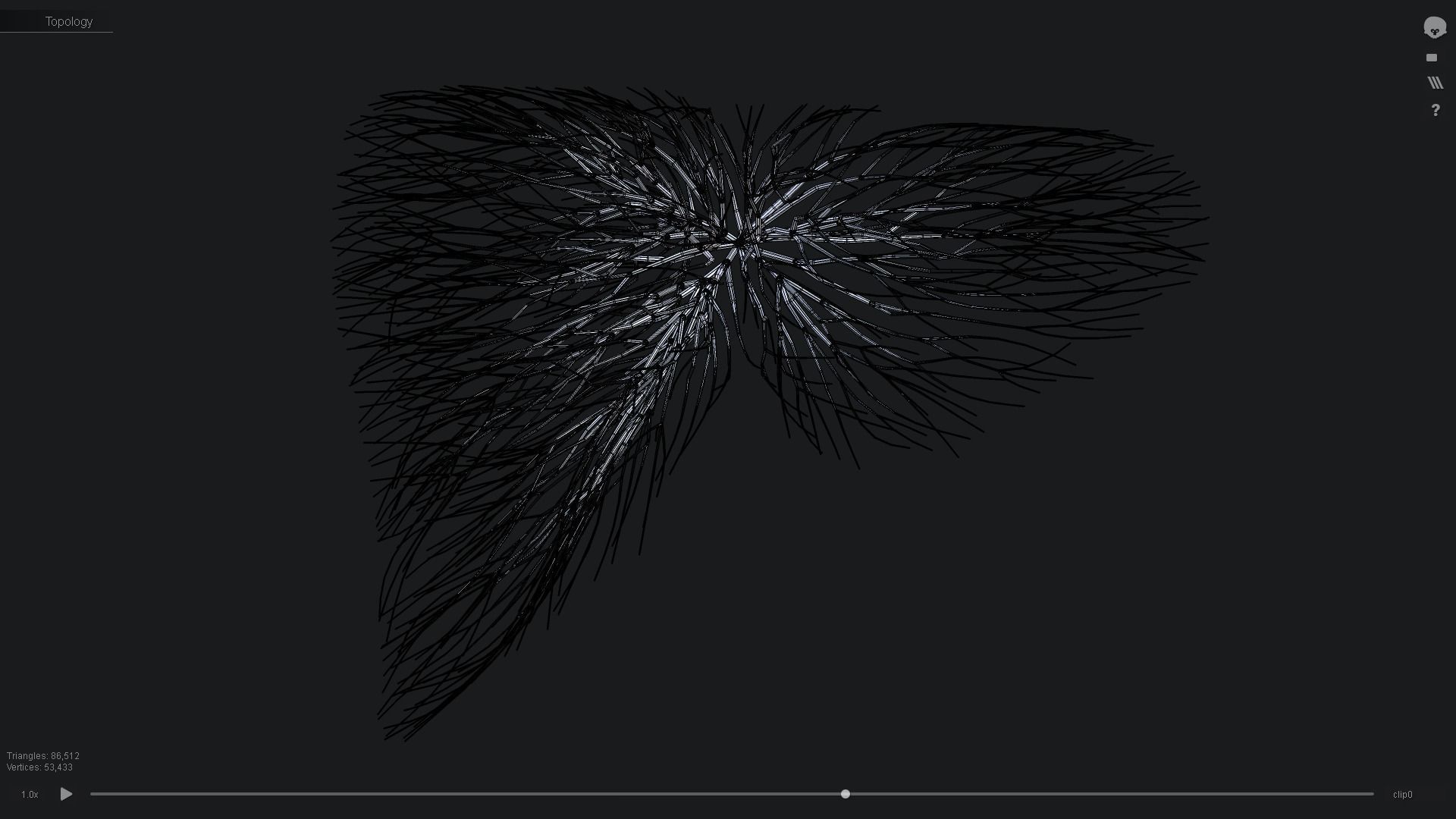 Human liver made out of lines Unrolling growing animation 3D model_4