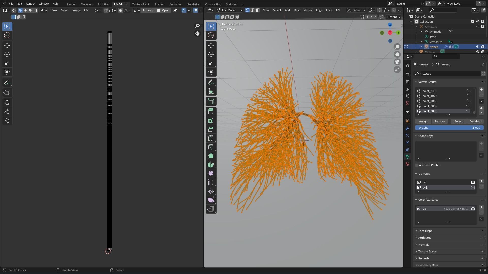 Human lungs made out of lines Unrolling growing animation 3D model_10