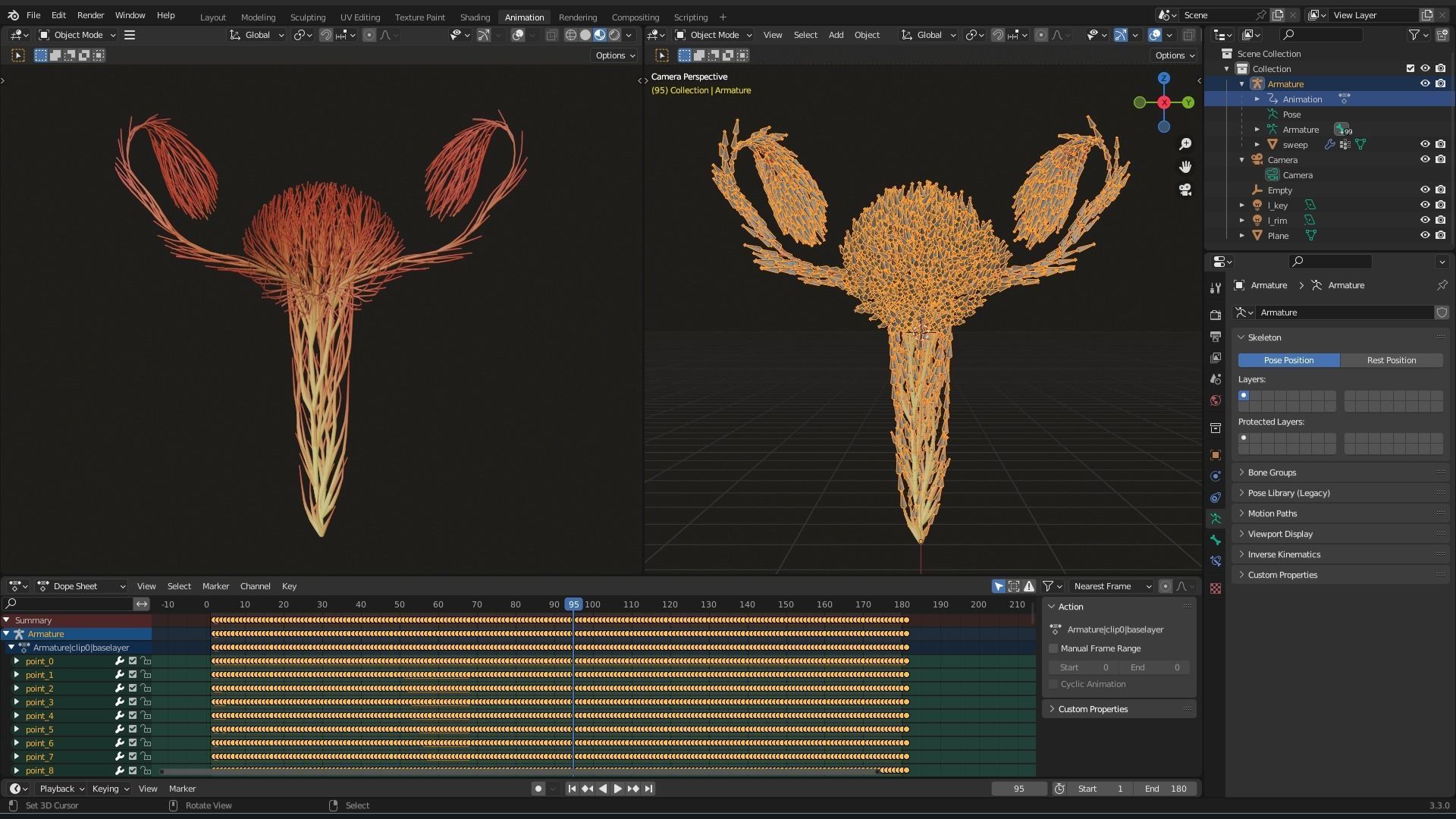 Human Uterus made out of lines Unrolling growing animation 3D model_7