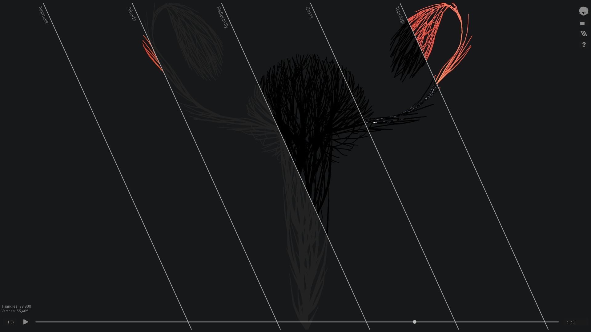 Human Uterus made out of lines Unrolling growing animation 3D model_5