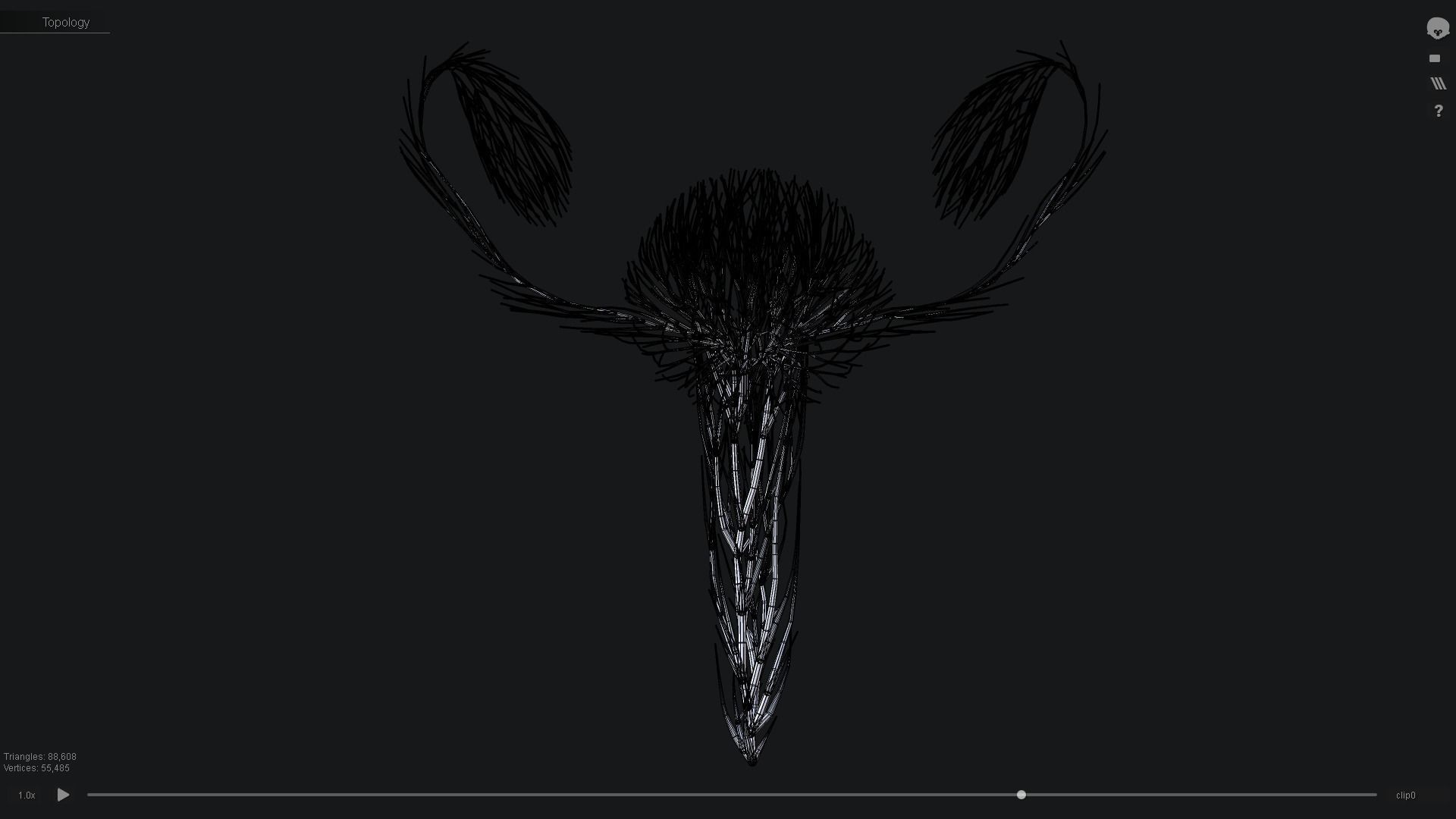 Human Uterus made out of lines Unrolling growing animation 3D model_4